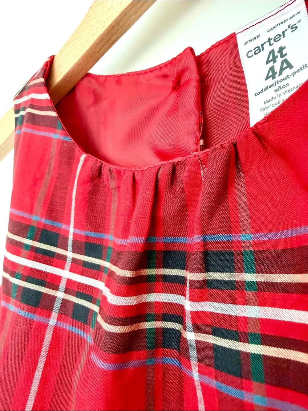 Carter's Red Plaid Sleeveless Holiday Dress with Side Bows